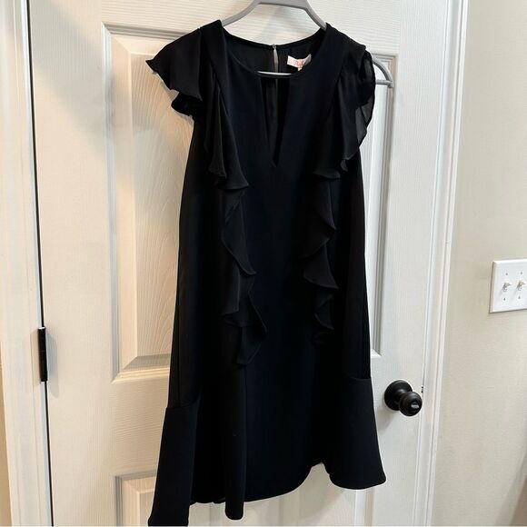 Parker Toni Dress - 100% Silk, Black, Ruffle Cocktail dress size Small NWT - Picture 5 of 13